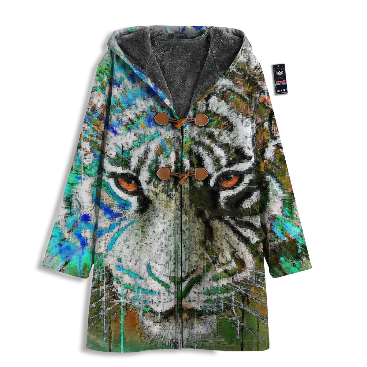 Painting White Tiger Print Men's Windbreaker Jacket-grizzshop
