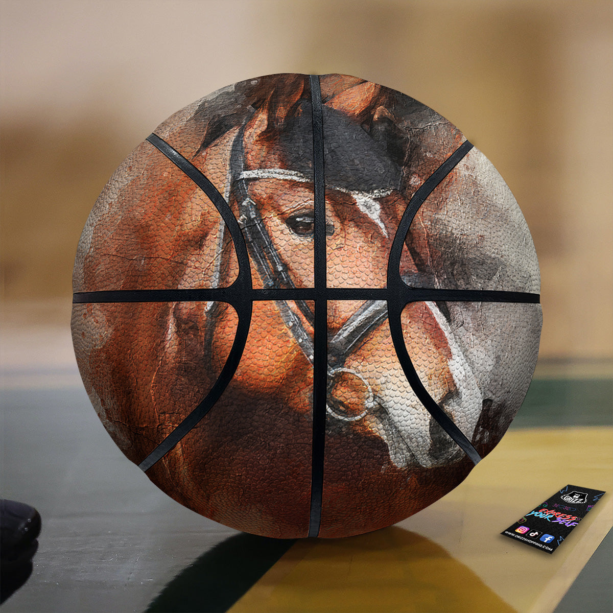 Painting Brown Horse Print Basketball
