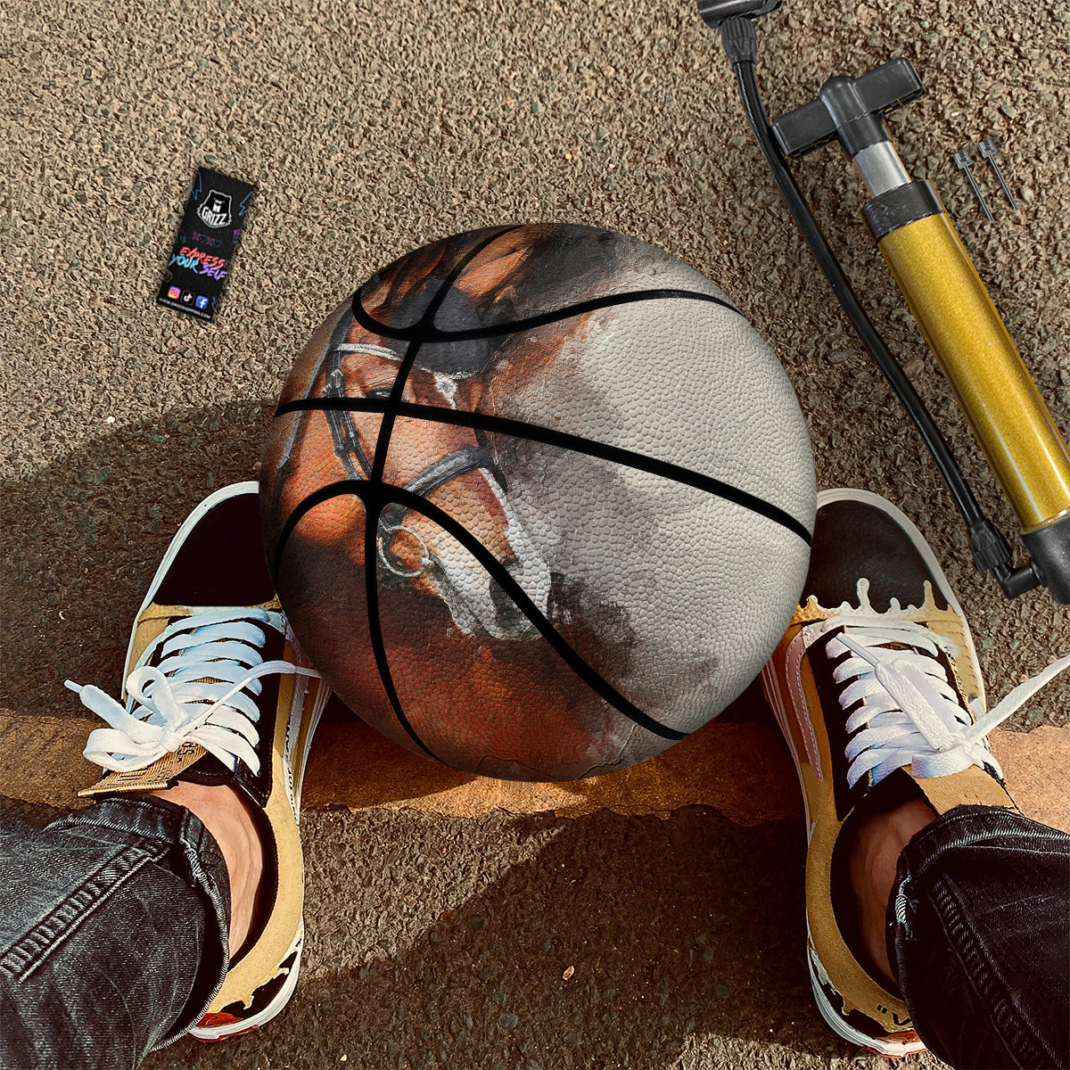 Painting Brown Horse Print Basketball