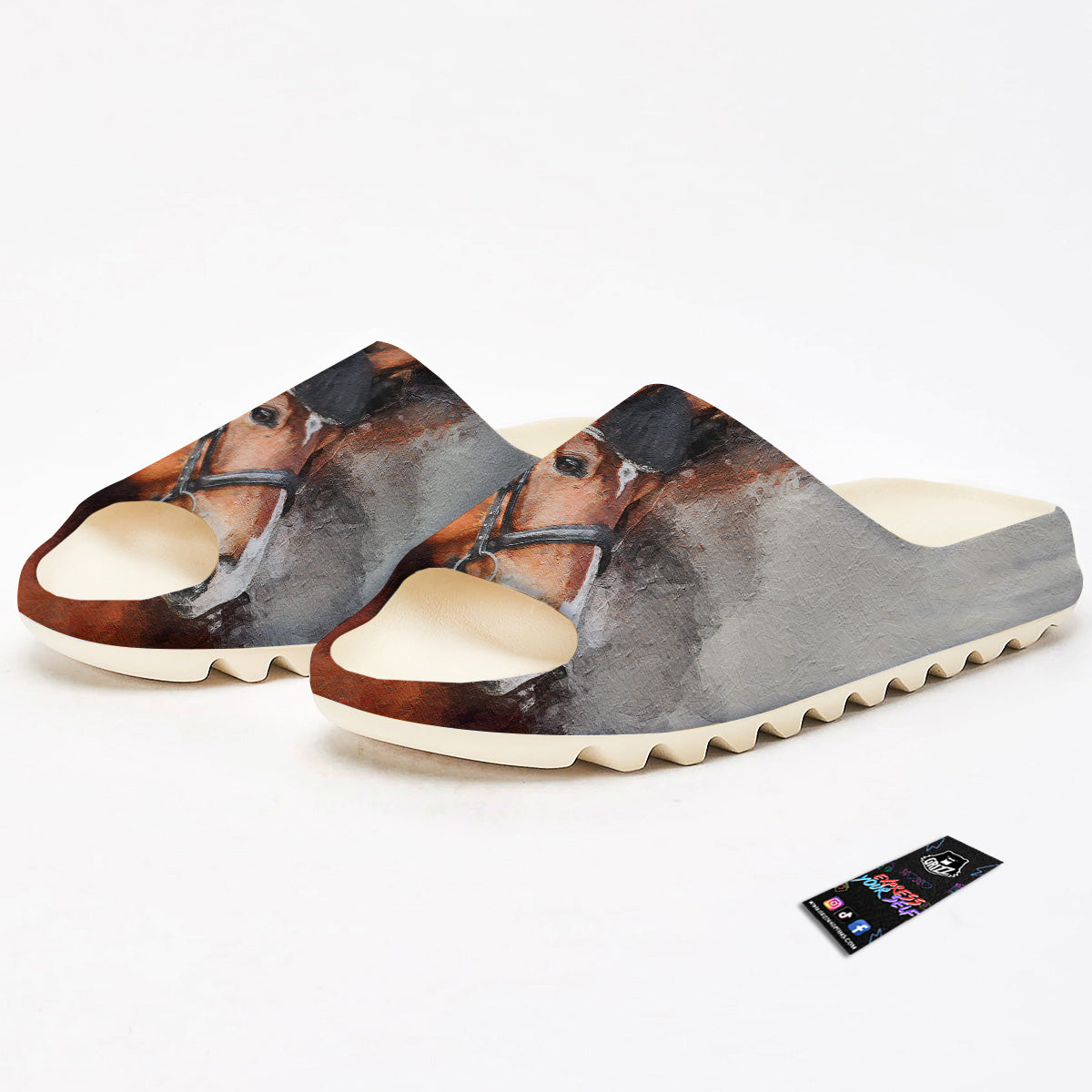 Painting Brown Horse Print Sandals-grizzshop