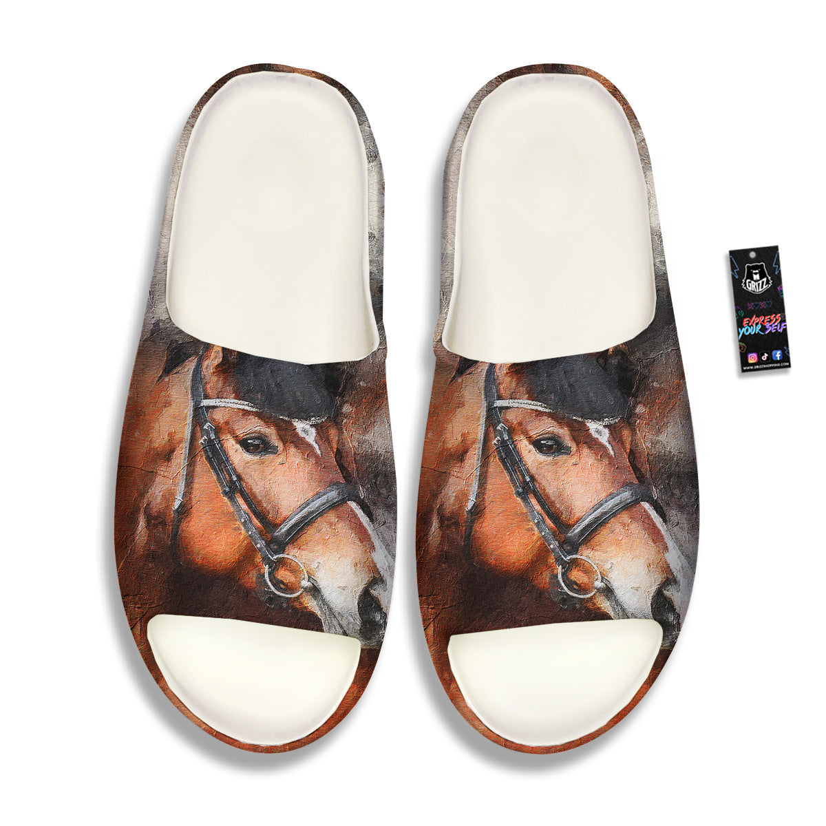 Painting Brown Horse Print Sandals-grizzshop