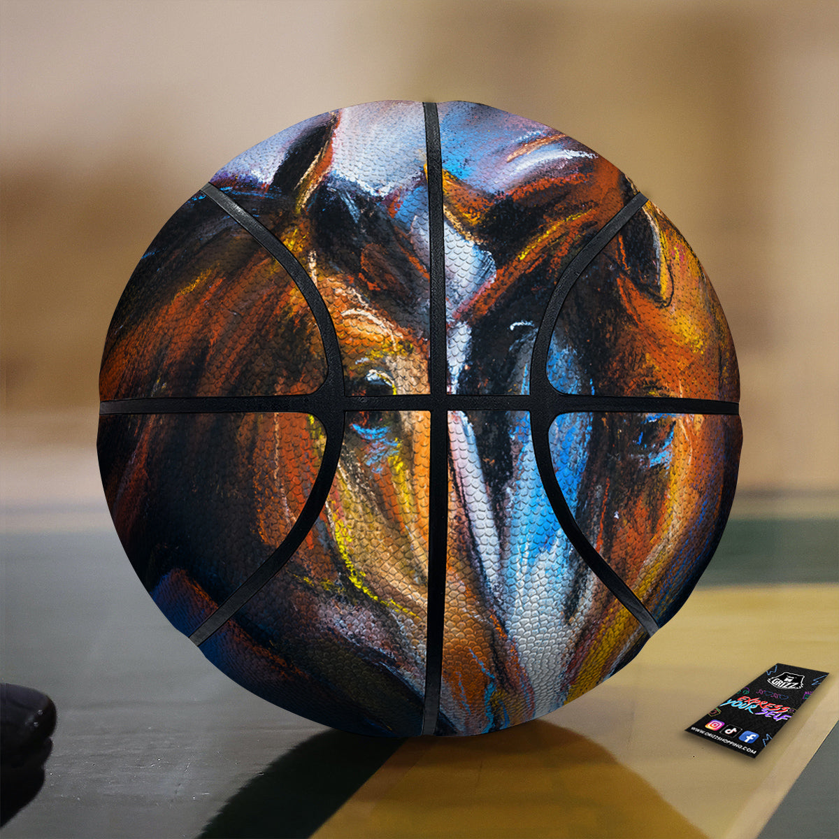 Painting Couple Horses Print Basketball
