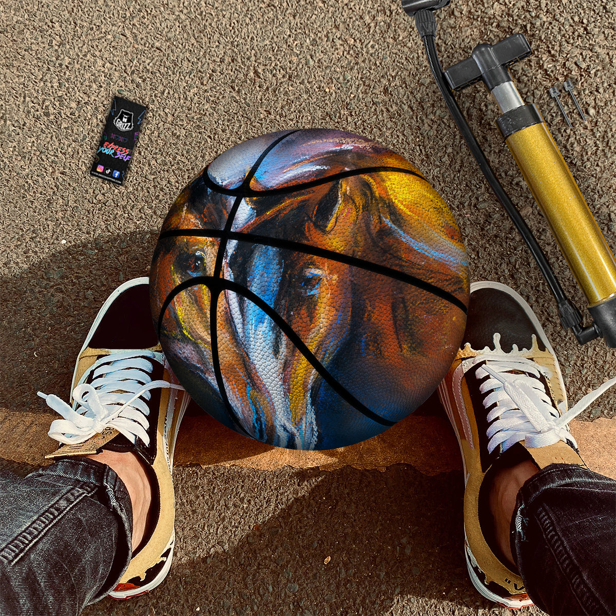 Painting Couple Horses Print Basketball