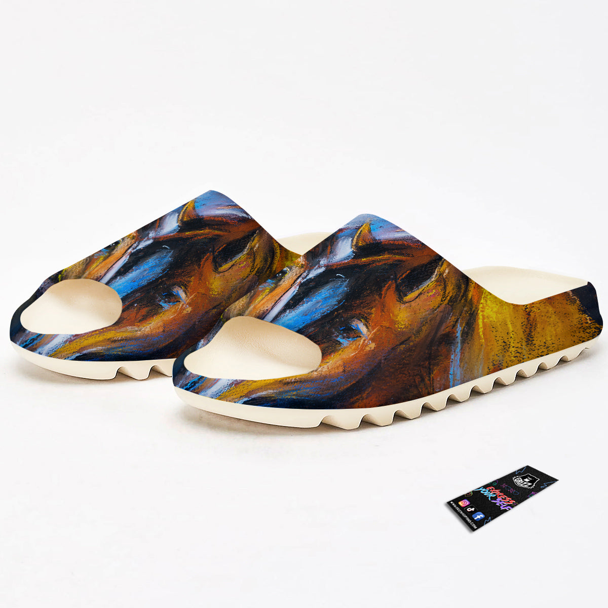 Painting Couple Horses Print Sandals-grizzshop