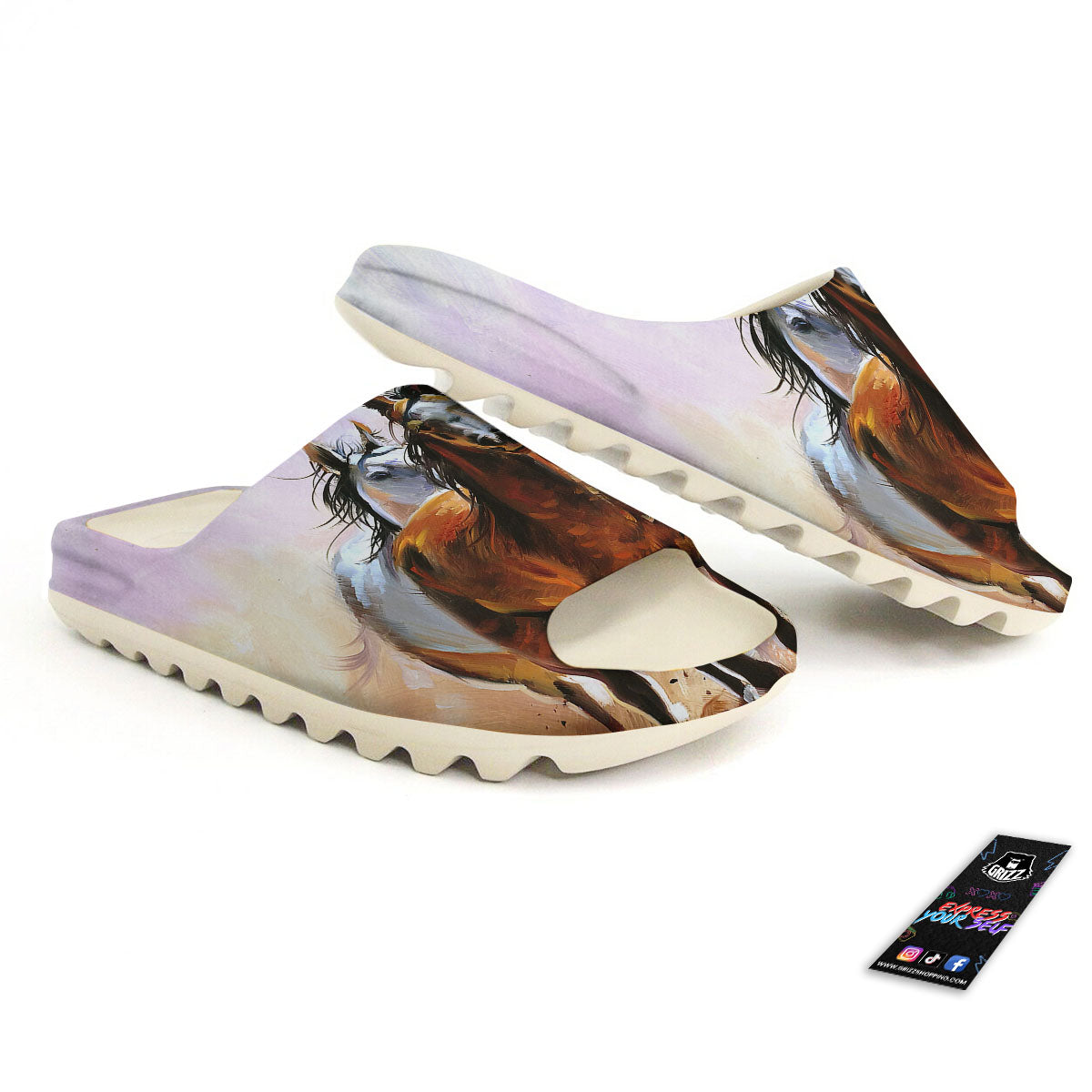 Painting Horse Vintage Print Sandals-grizzshop
