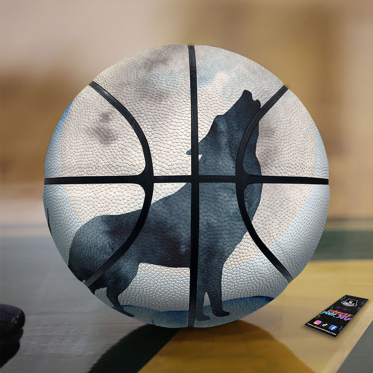 Painting Howling Wolf Snowy Print Basketball