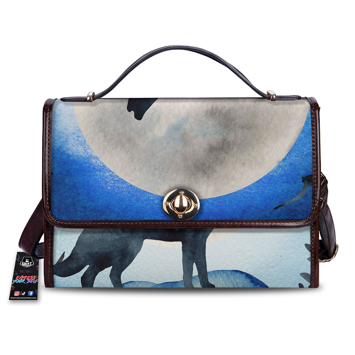 Painting Howling Wolf Snowy Print Women's Satchel Bag