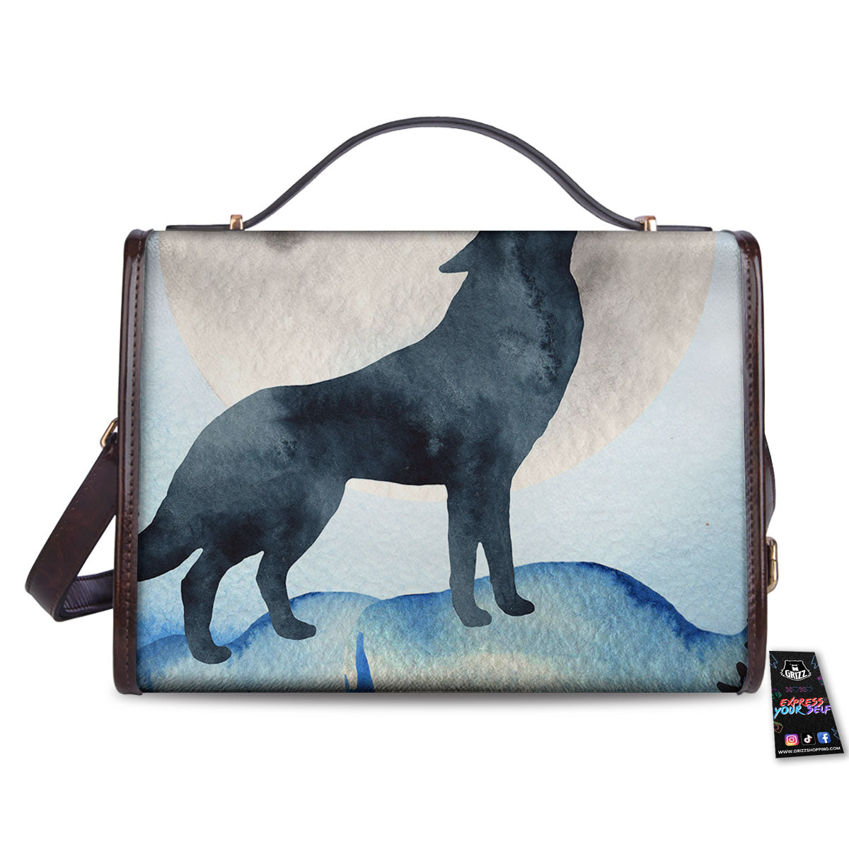 Painting Howling Wolf Snowy Print Women's Satchel Bag