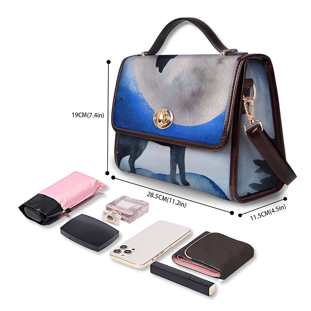Painting Howling Wolf Snowy Print Women's Satchel Bag
