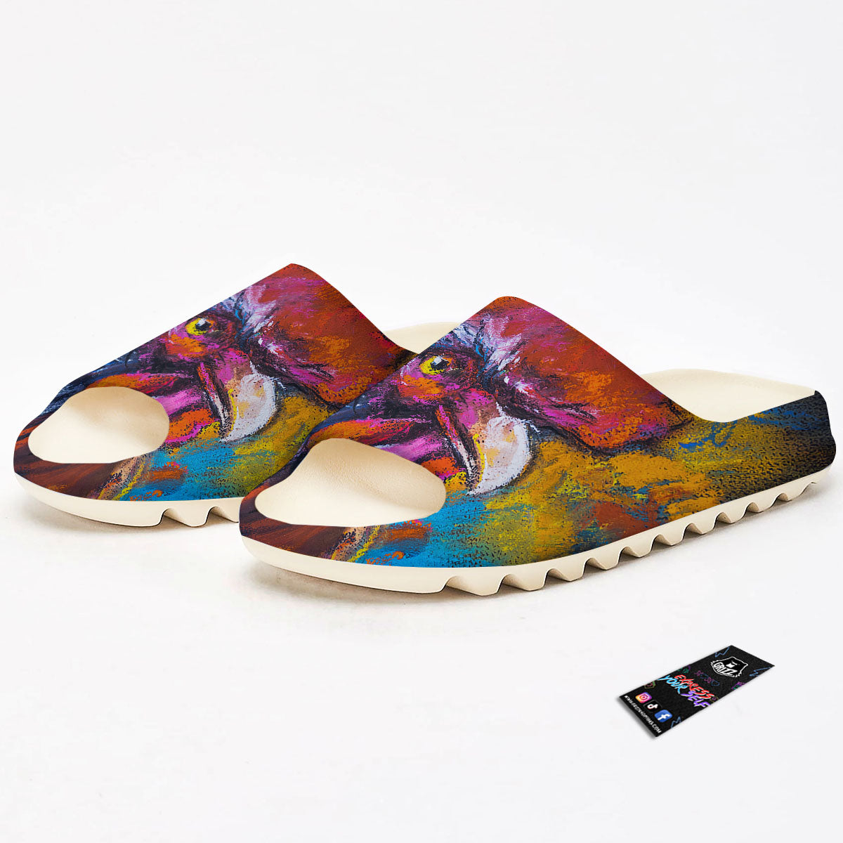Painting Rooster Print Sandals-grizzshop