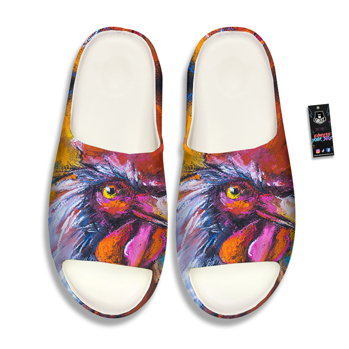 Painting Rooster Print Sandals-grizzshop