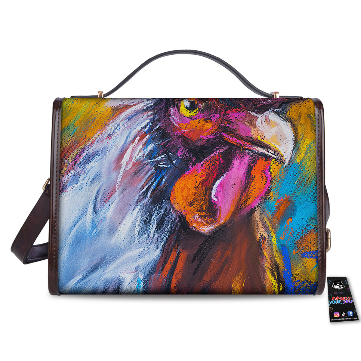 Painting Rooster Print Women's Satchel Bag