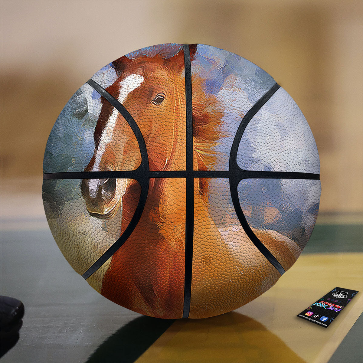 Painting White Horse Print Basketball