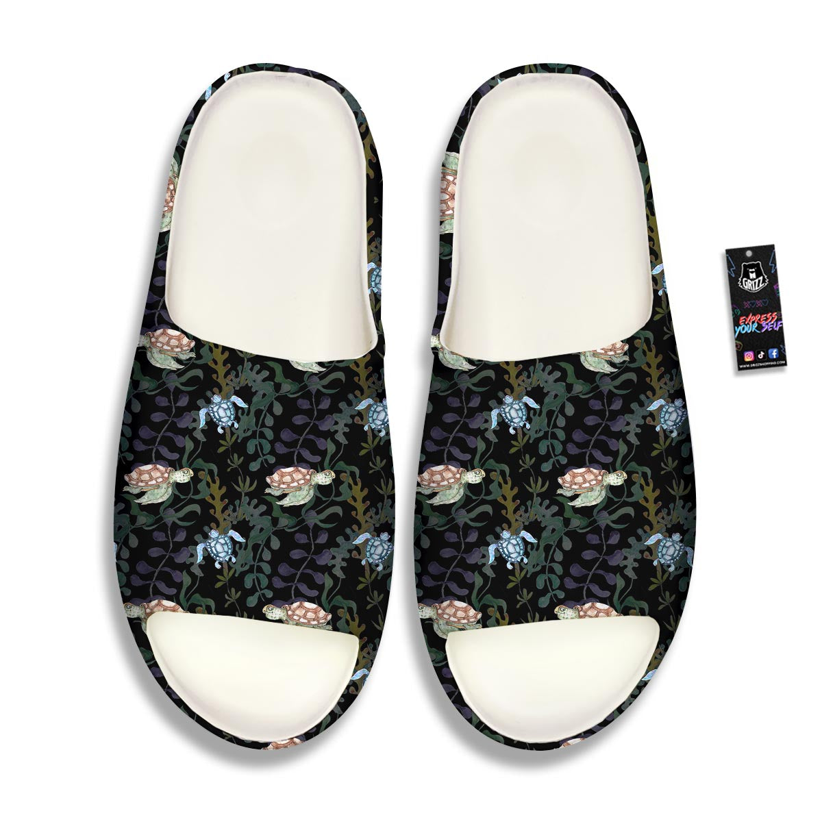 Painting Sea Turtle Print Pattern Sandals-grizzshop