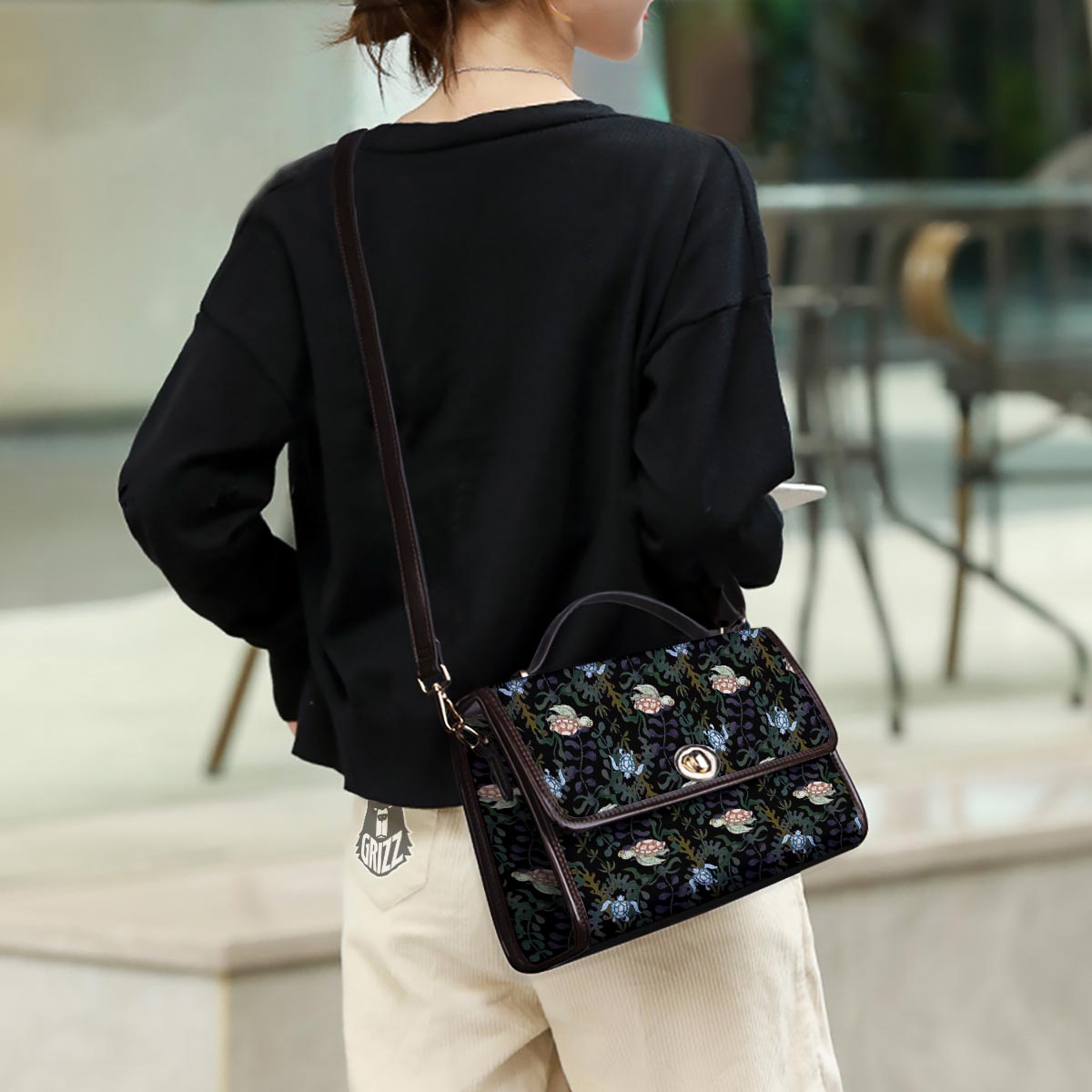 Painting Sea Turtle Print Pattern Women's Satchel Bag