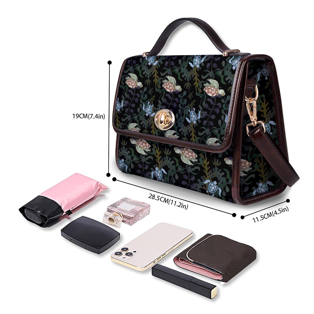 Painting Sea Turtle Print Pattern Women's Satchel Bag