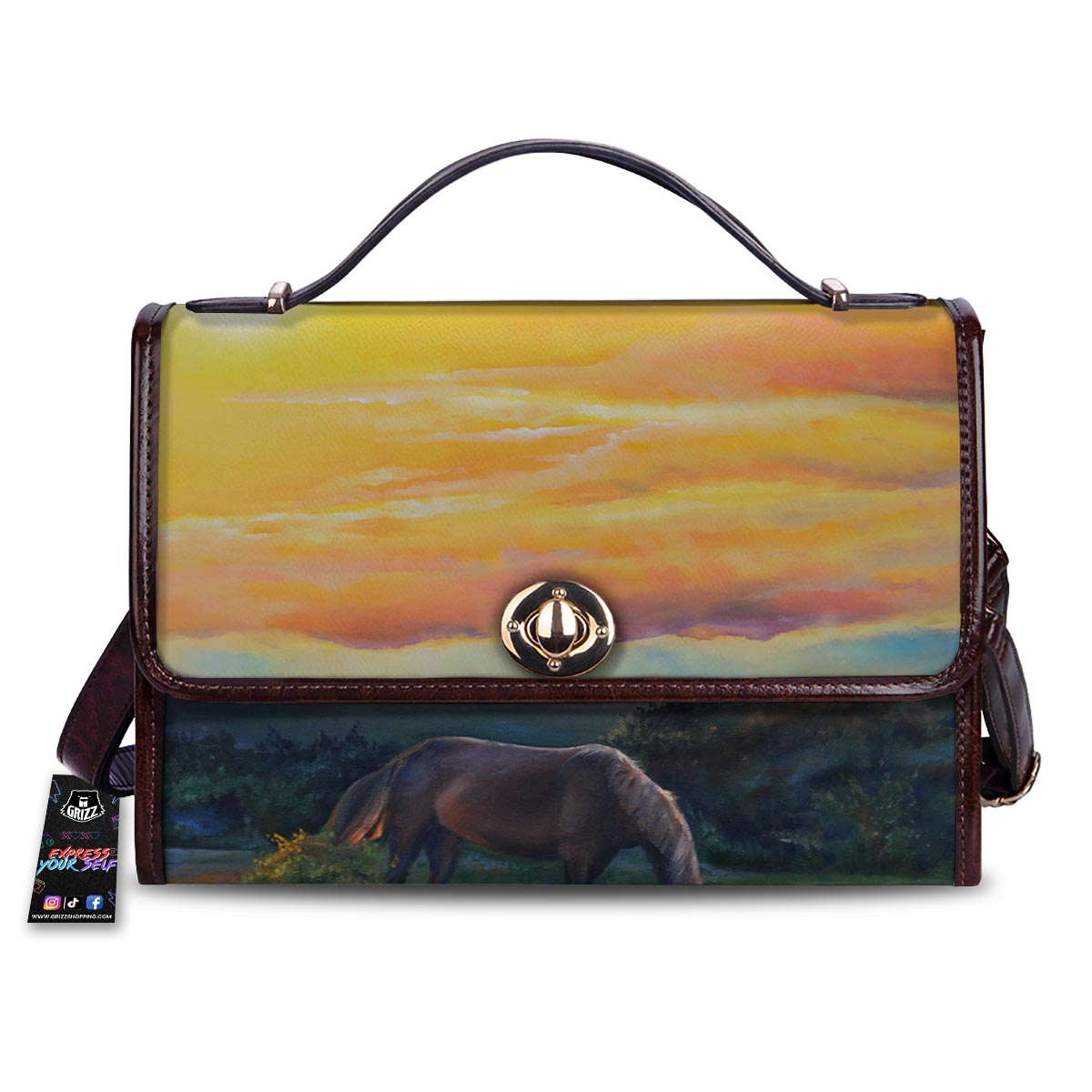 Painting Sunset Horse Print Women's Satchel Bag