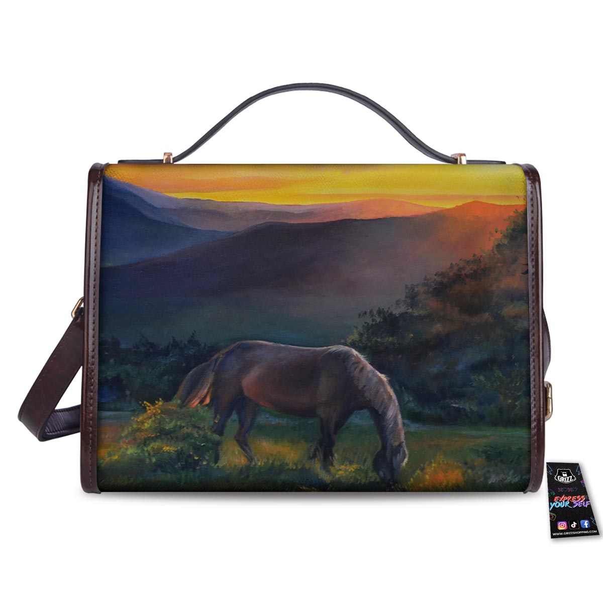 Painting Sunset Horse Print Women's Satchel Bag
