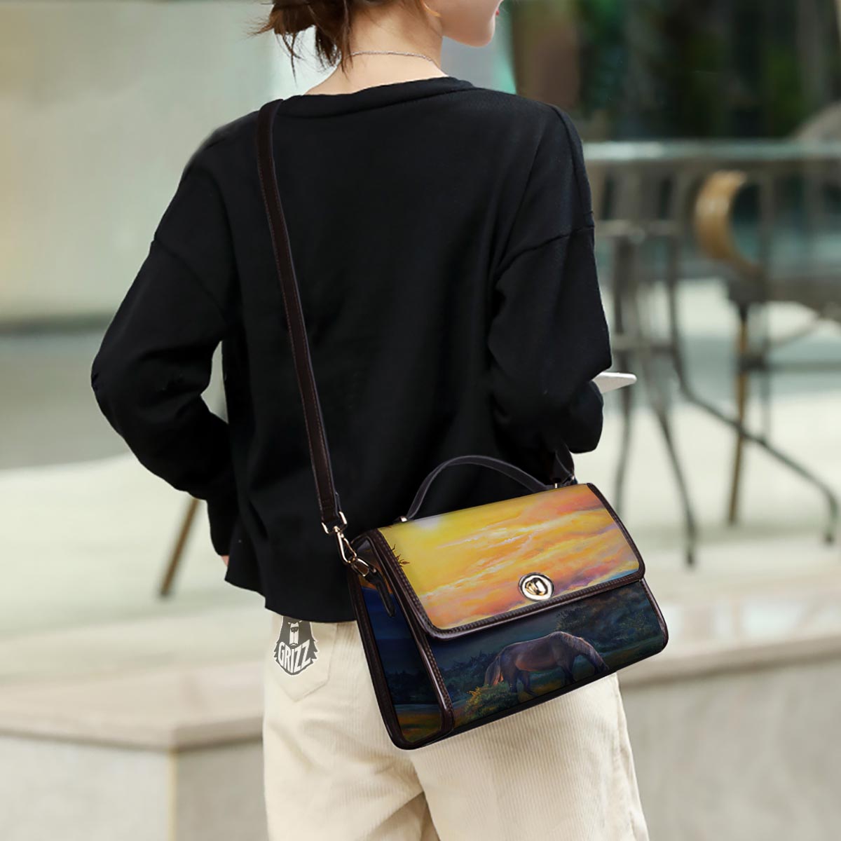 Painting Sunset Horse Print Women's Satchel Bag