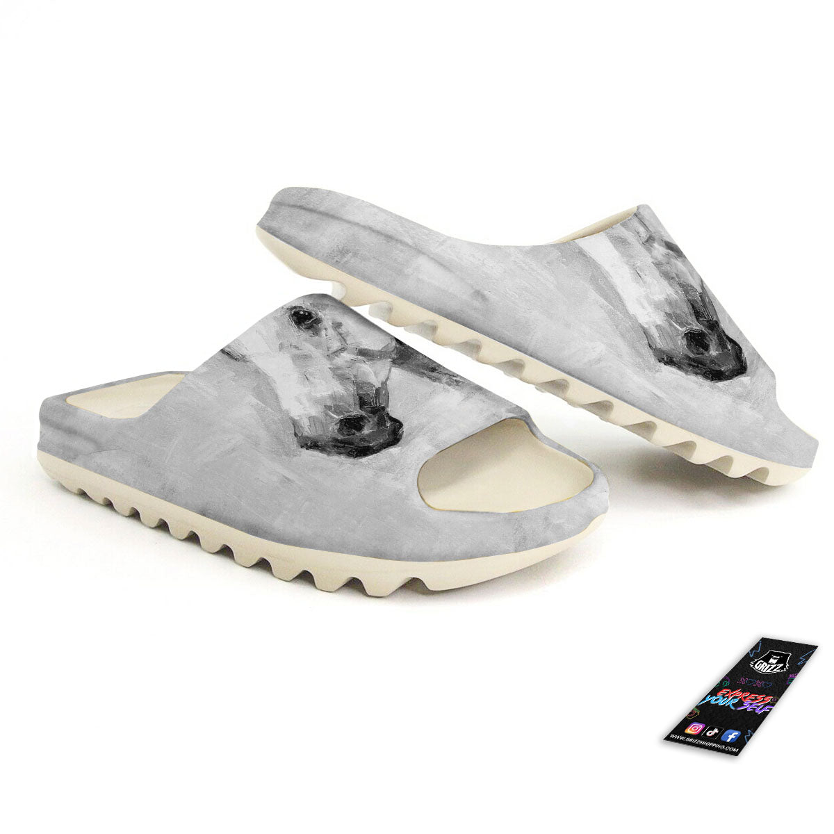 Painting White Horse Print Sandals-grizzshop
