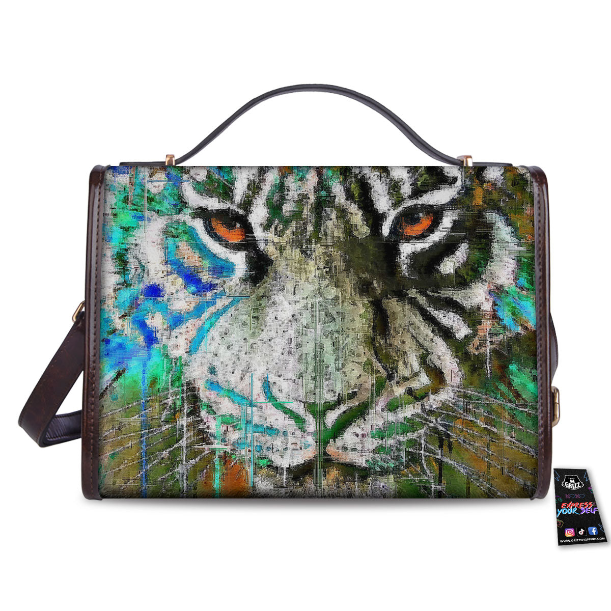 Painting White Tiger Print Women's Satchel Bag
