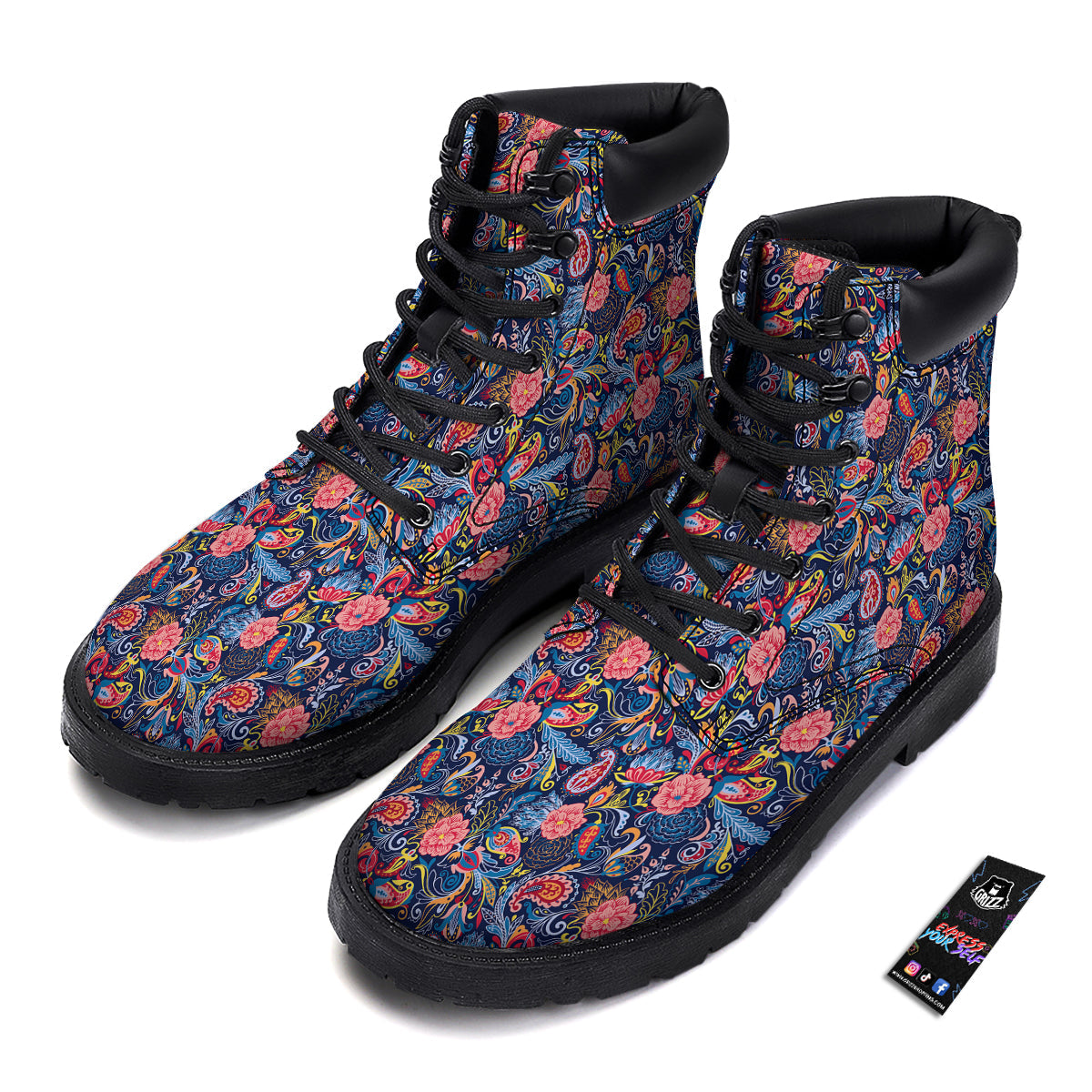 Paisley Art Print Pattern Boots-grizzshop