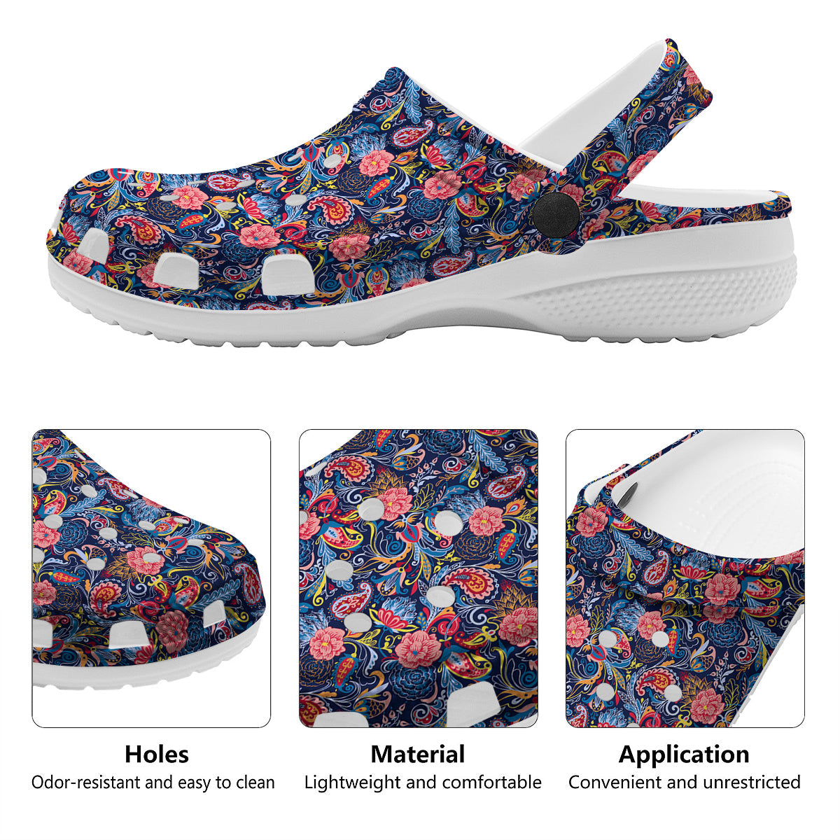 Paisley Art Print Pattern Clog-grizzshop