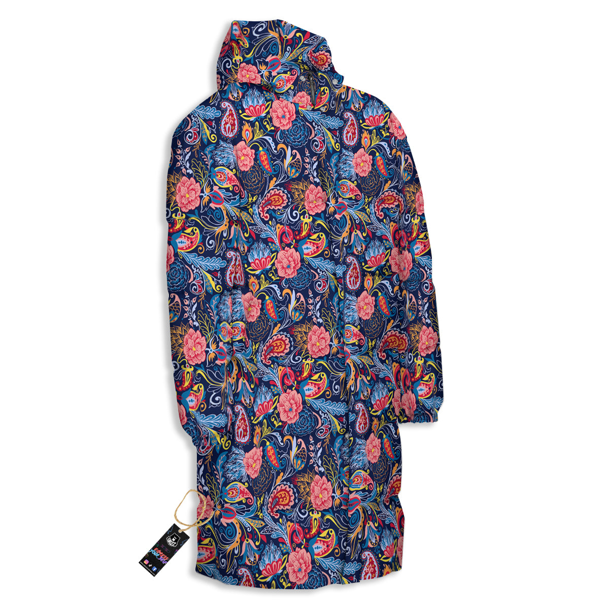 Paisley Art Print Pattern Long Down Jacket-grizzshop