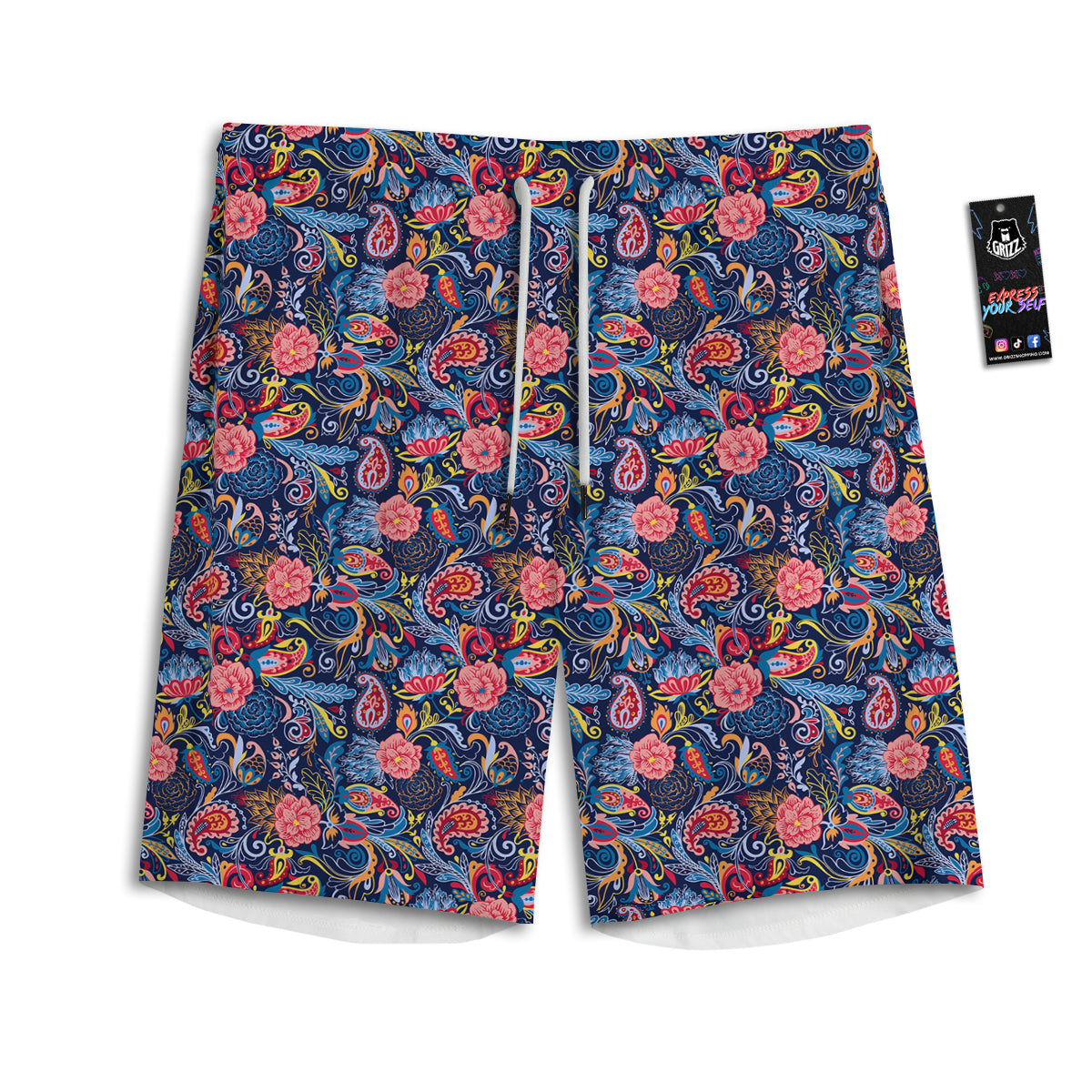Paisley Art Print Pattern Men's Athletic Shorts