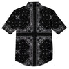 Paisley Bandana Black And White Print Pattern Button Up Shirt-grizzshop