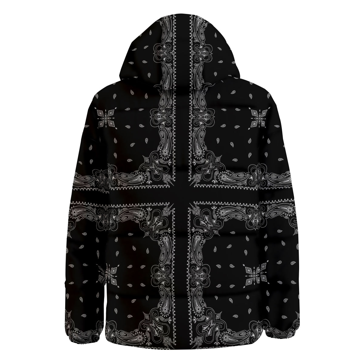 Paisley Bandana Black And White Print Pattern Down Jacket-grizzshop