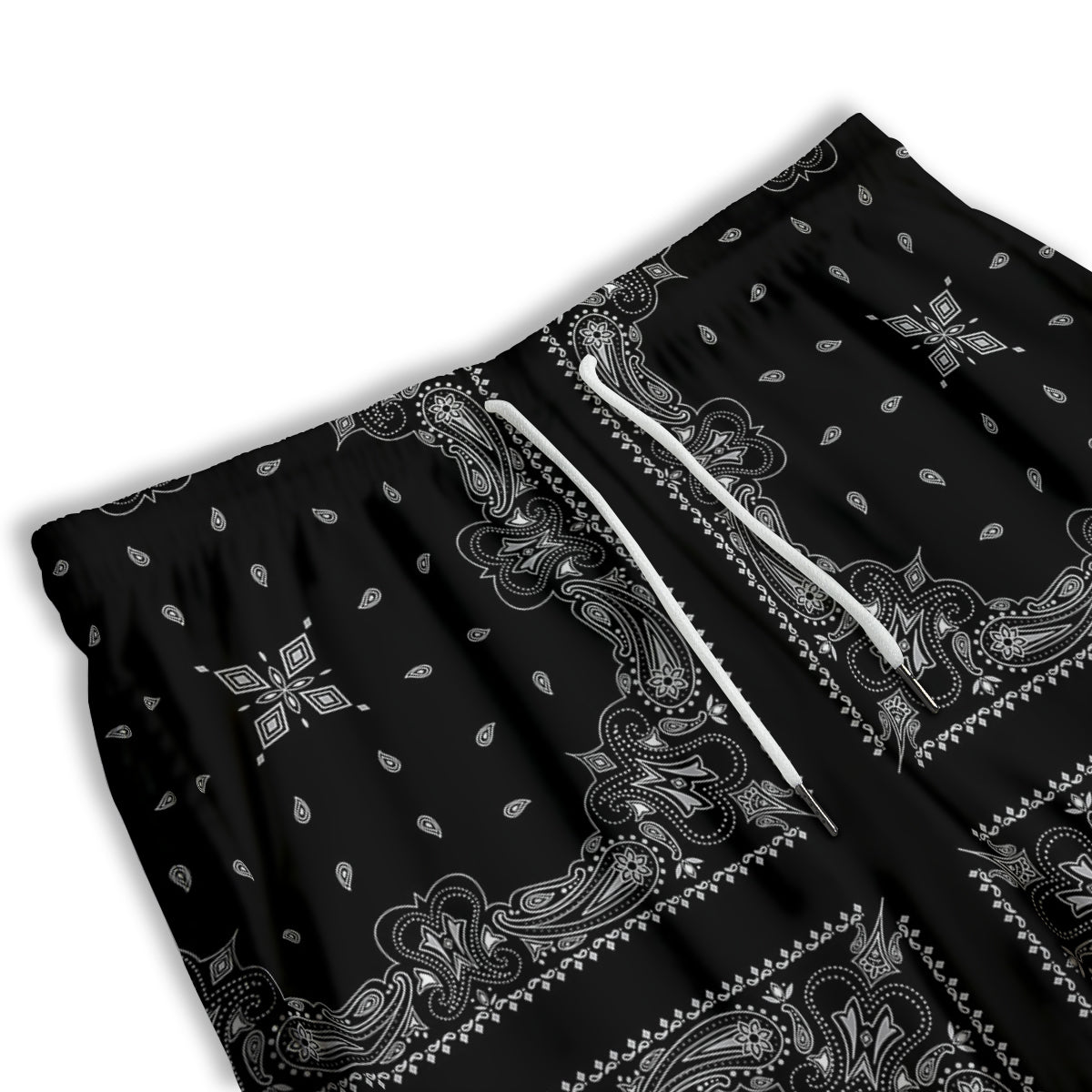 Paisley Bandana Black And White Print Pattern Men's Athletic Shorts