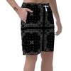 Paisley Bandana Black And White Print Pattern Men's Shorts-grizzshop