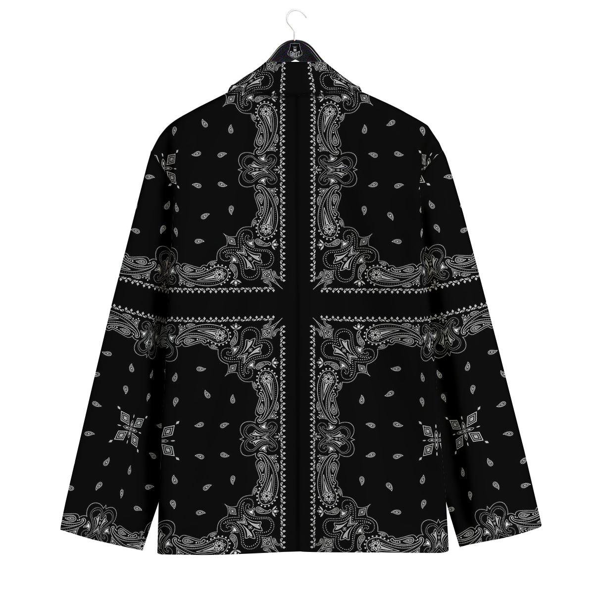 Paisley Bandana Black And White Print Pattern Men's Sport Coat-grizzshop