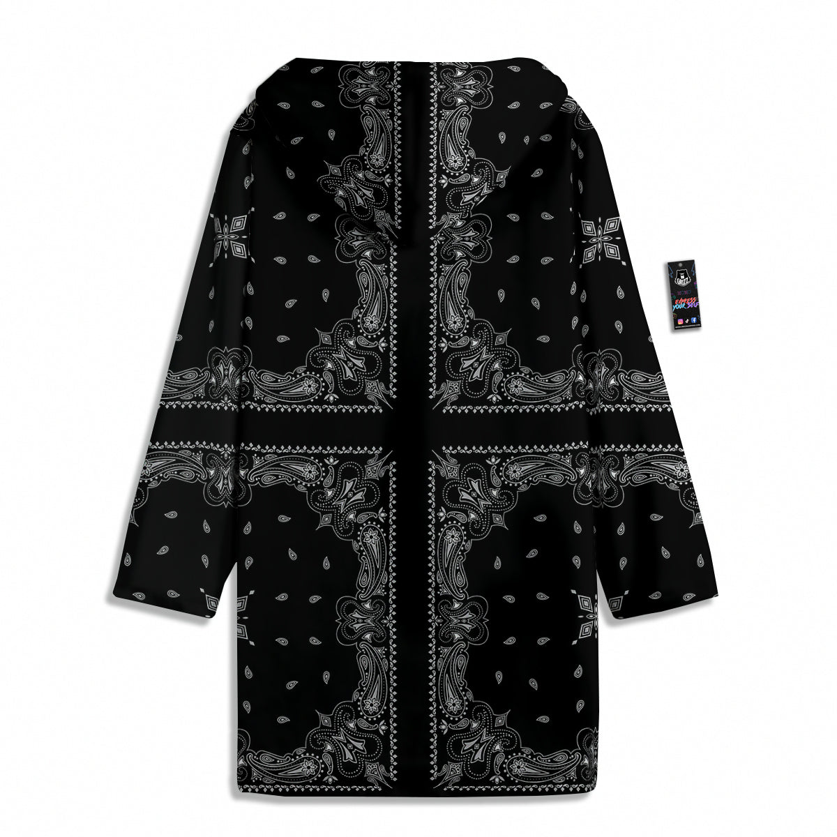 Paisley Bandana Black And White Print Pattern Men's Windbreaker Jacket-grizzshop