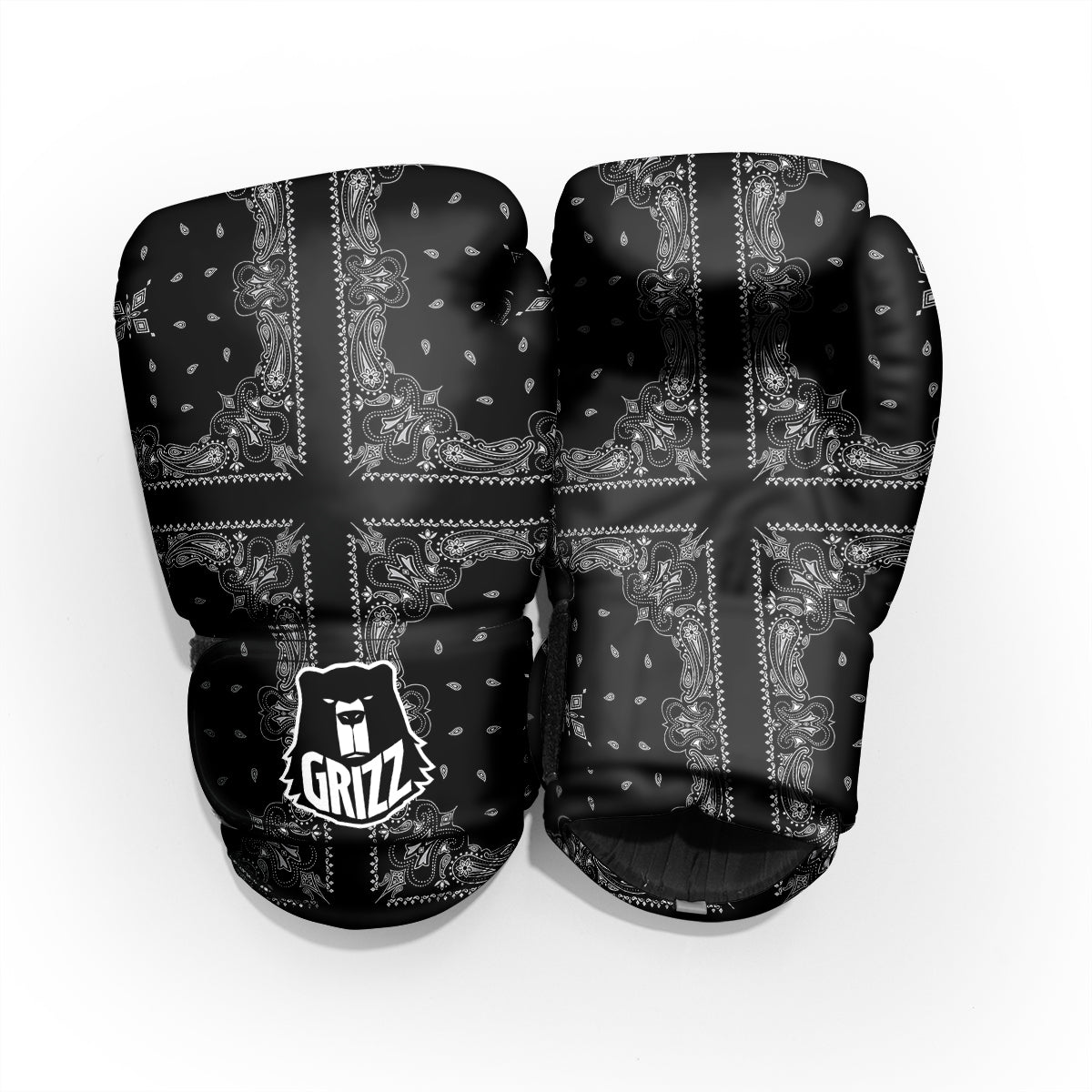 Paisley Bandana Black And White Print Pattern Pro Boxing Glove
