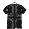 Paisley Bandana Black And White Print Pattern T-Shirt-grizzshop