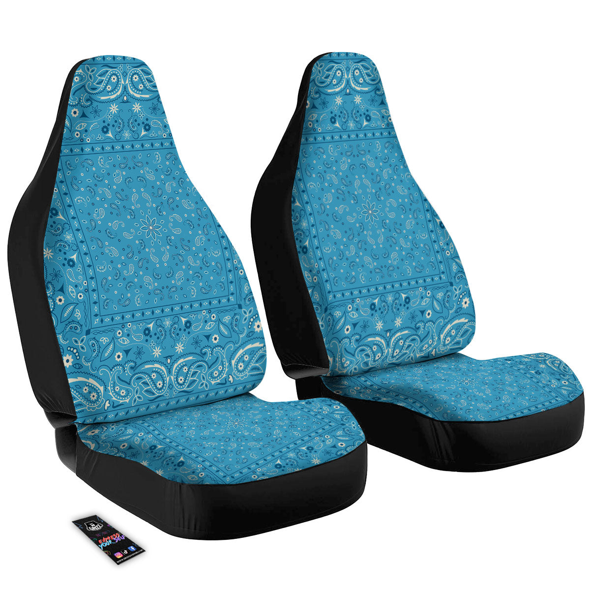 Paisley Bandana Light Blue Print Car Seat Covers-grizzshop