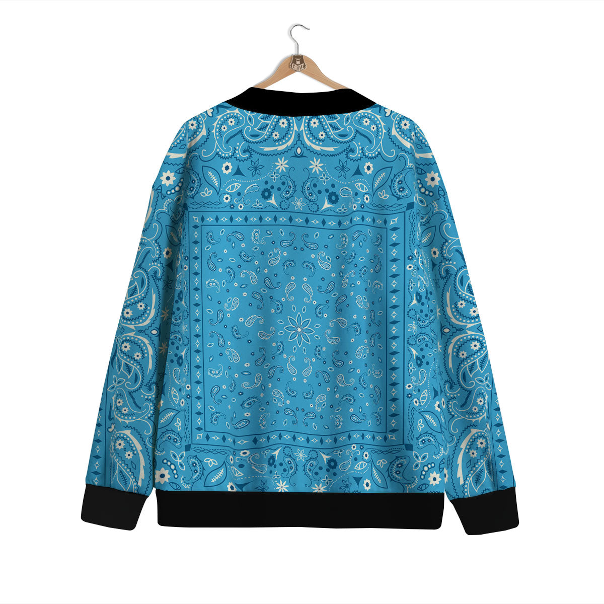 Paisley Bandana Light Blue Print Cardigan-grizzshop