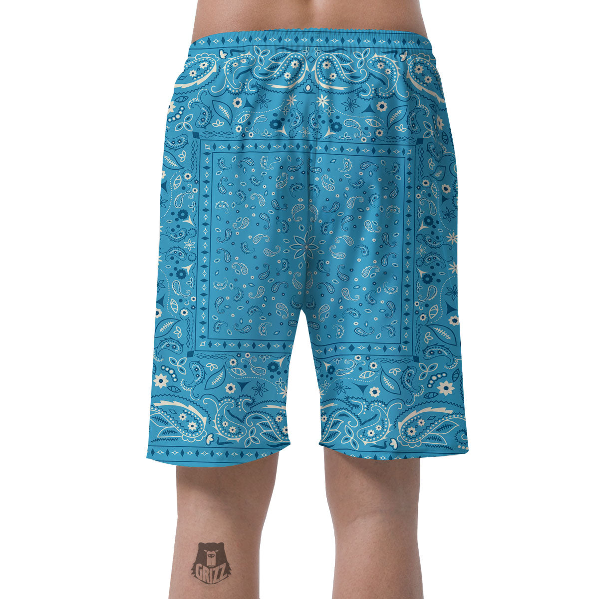 Paisley Bandana Light Blue Print Men's Shorts-grizzshop