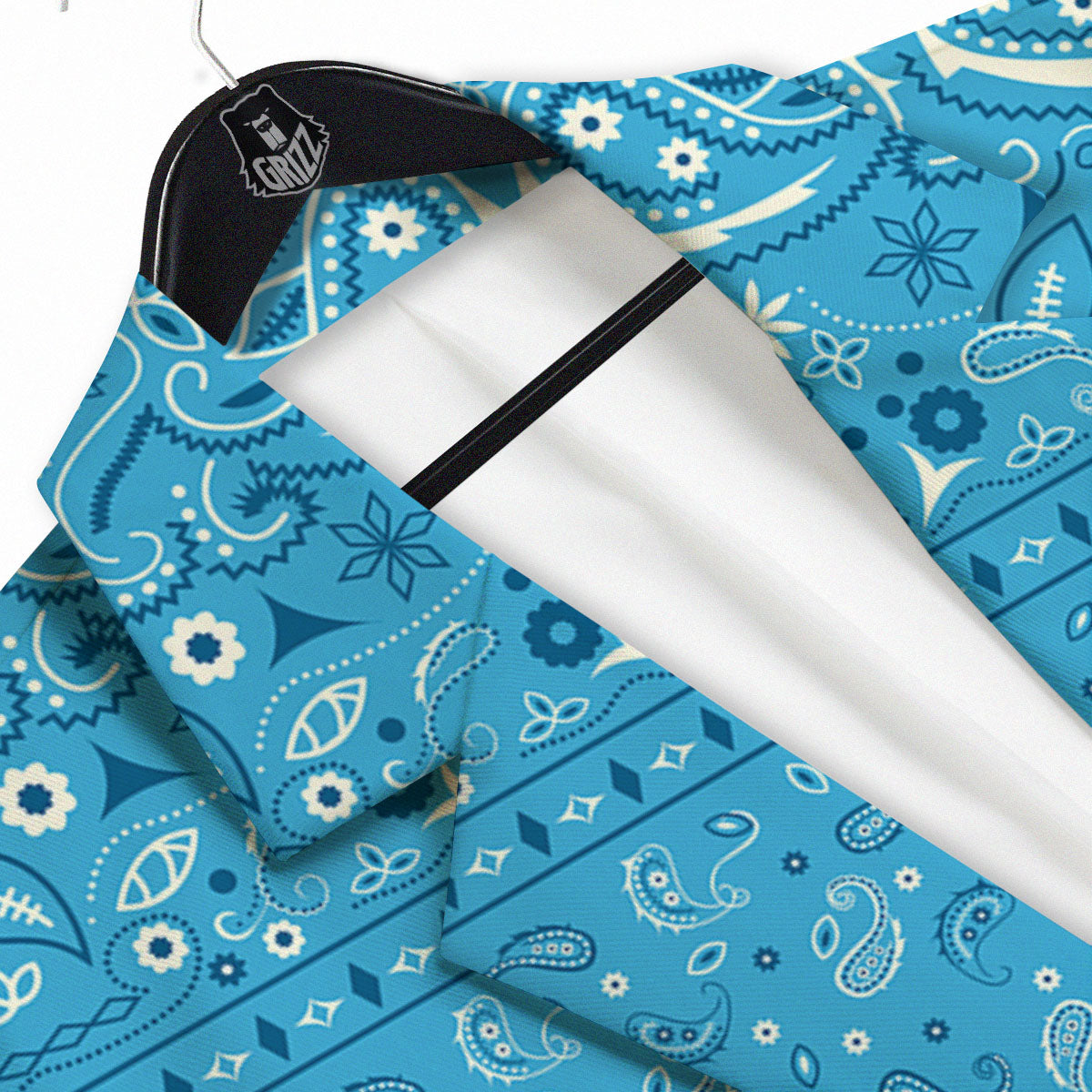 Paisley Bandana Light Blue Print Men's Sport Coat-grizzshop