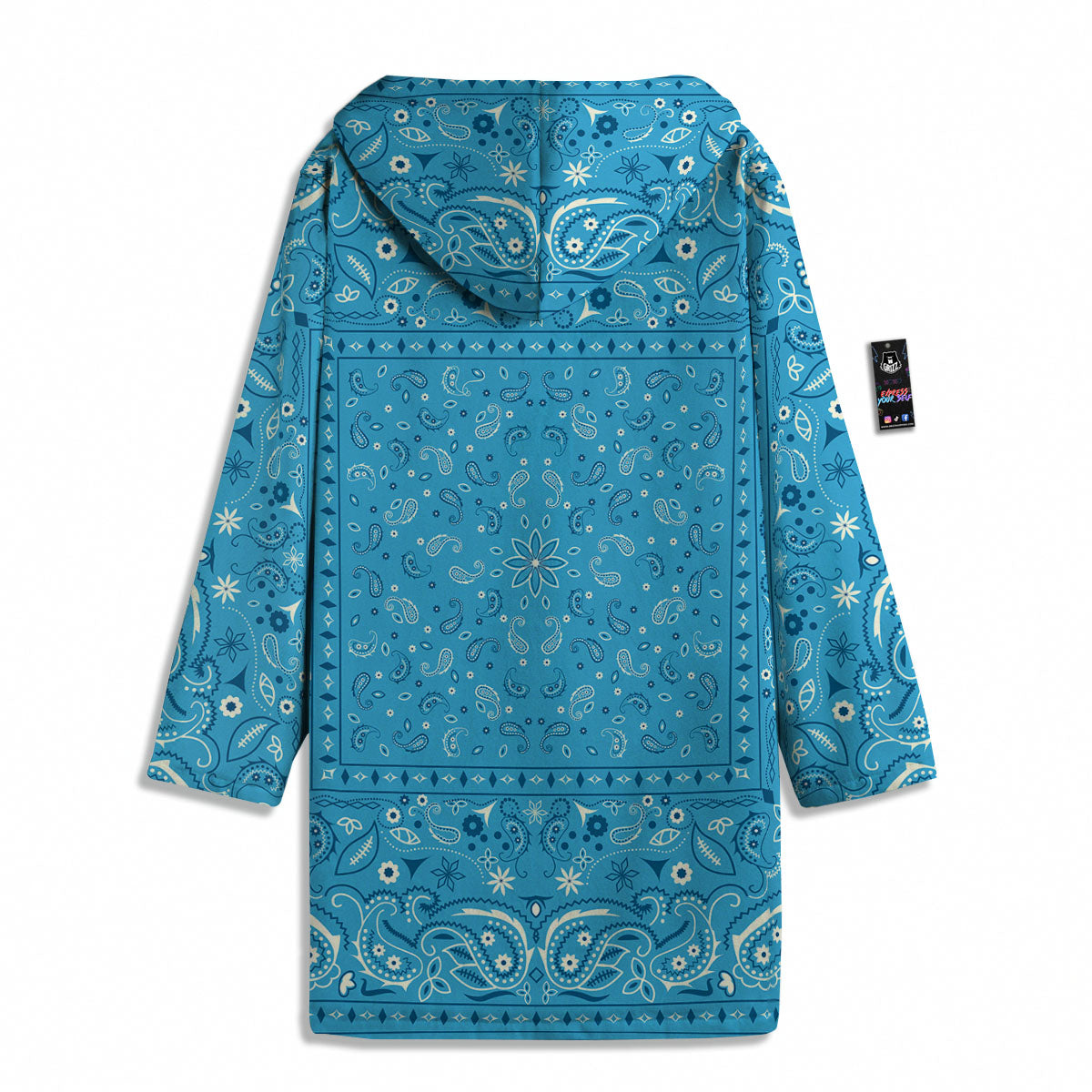 Paisley Bandana Light Blue Print Men's Windbreaker Jacket-grizzshop