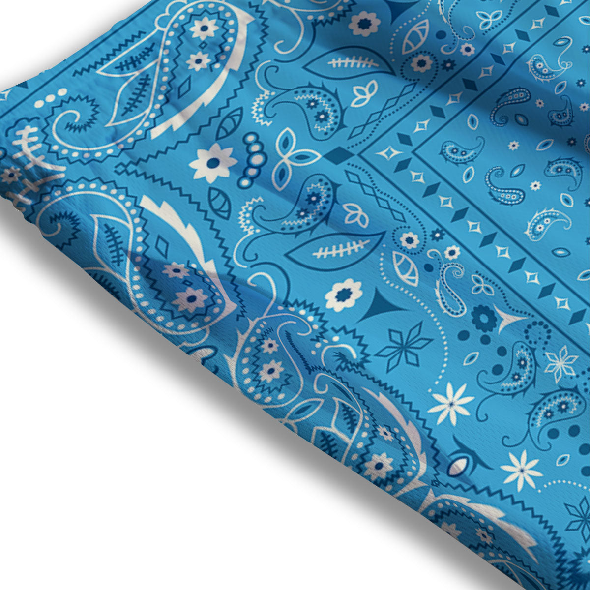 Paisley Bandana Light Blue Print Mesh Shorts