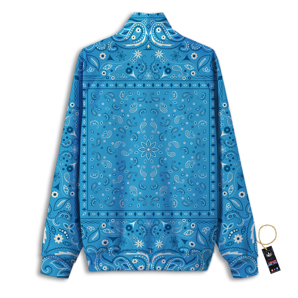 Paisley Bandana Light Blue Print Track Jacket-grizzshop