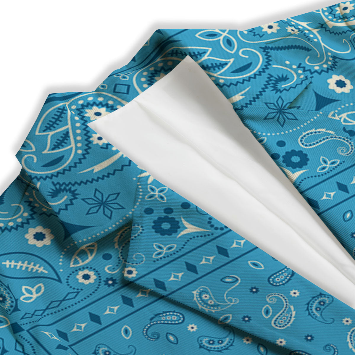 Paisley Bandana Light Blue Print Women's Blazer-grizzshop