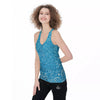 Paisley Bandana Light Blue Print Women's Racerback Tank Top-grizzshop