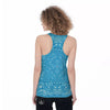 Paisley Bandana Light Blue Print Women's Racerback Tank Top-grizzshop