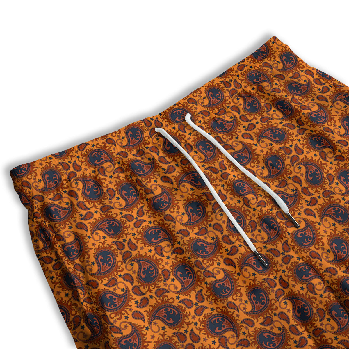 Paisley Bandana Orange Print Men's Athletic Shorts