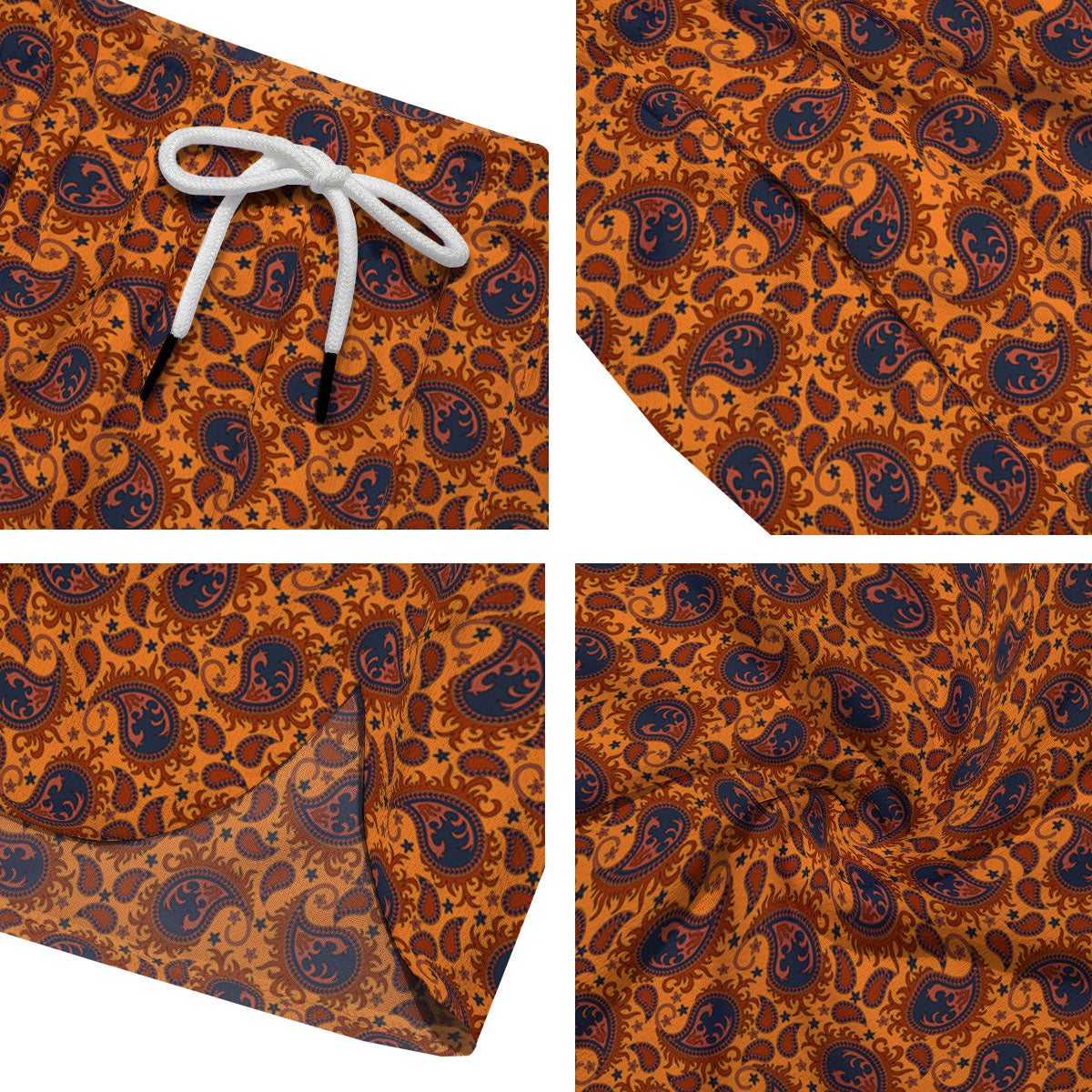 Paisley Bandana Orange Print Men's Running Shorts-grizzshop