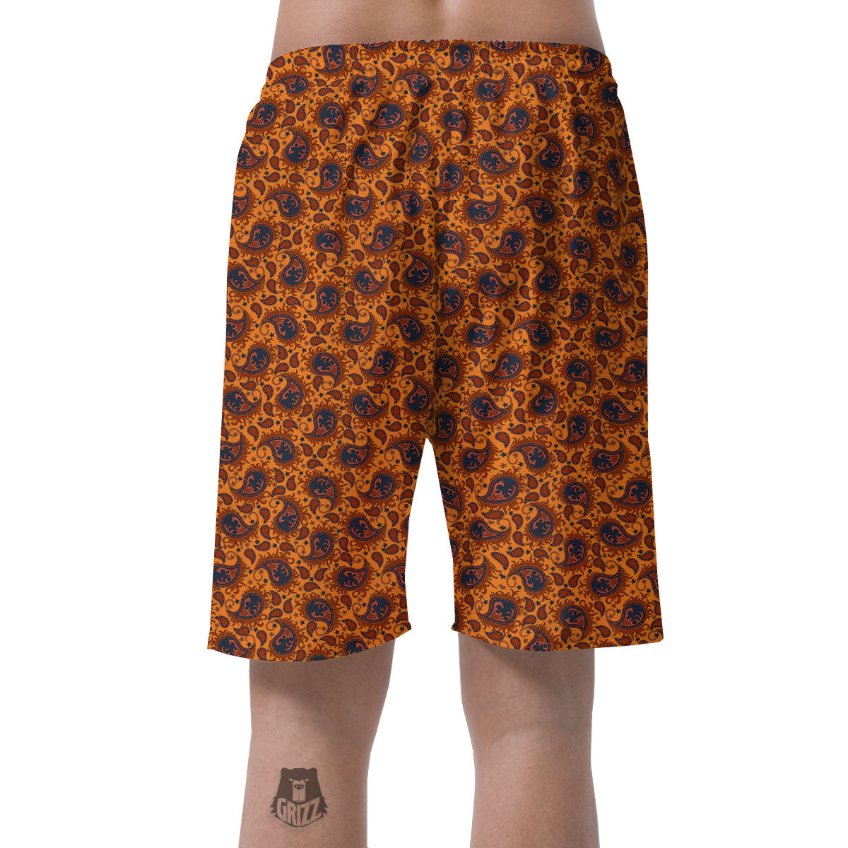 Paisley Bandana Orange Print Men's Shorts-grizzshop